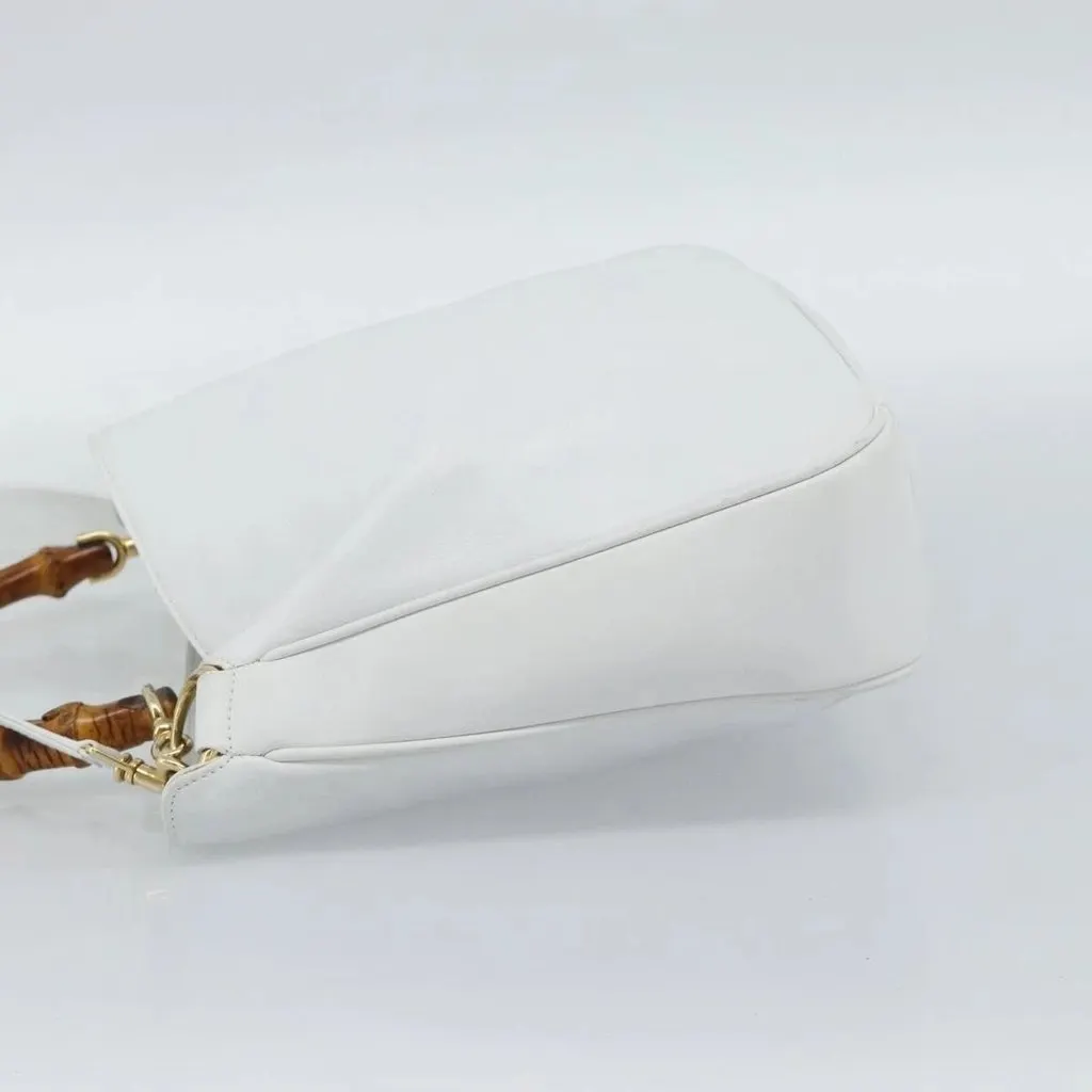 Gucci Bamboo leather shoulder bag White Leather Good - Box View