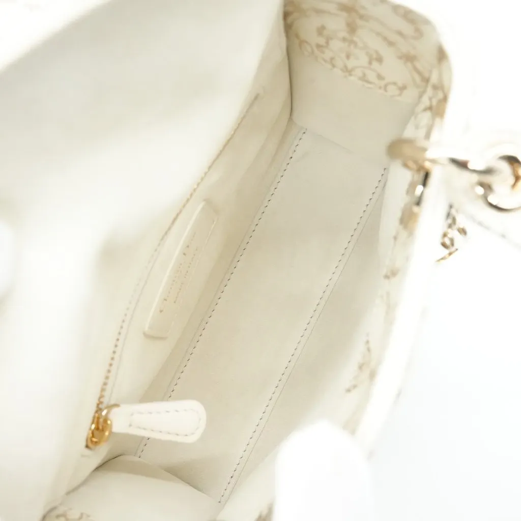 Dior Lady Dior Mini White Featuring Intricate Bead And Crystal Embroidery White Leather Never worn - Model View