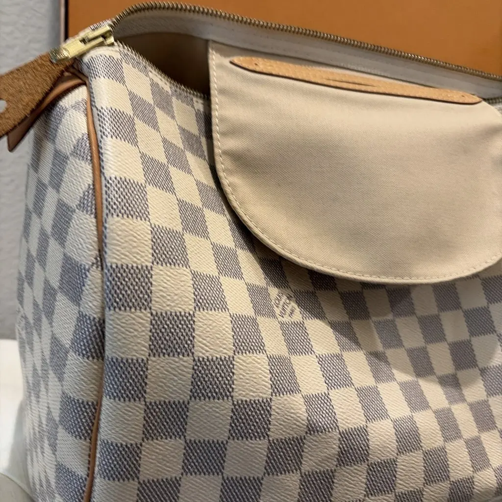 Louis Vuitton Speedy 35 Damier Azur Excellent Conditiones Beige Leather Very good - Inside View
