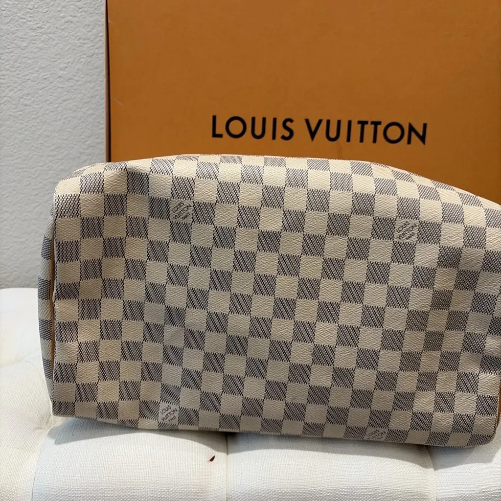 Louis Vuitton Speedy 35 Damier Azur Excellent Conditiones Beige Leather Very good - Model View