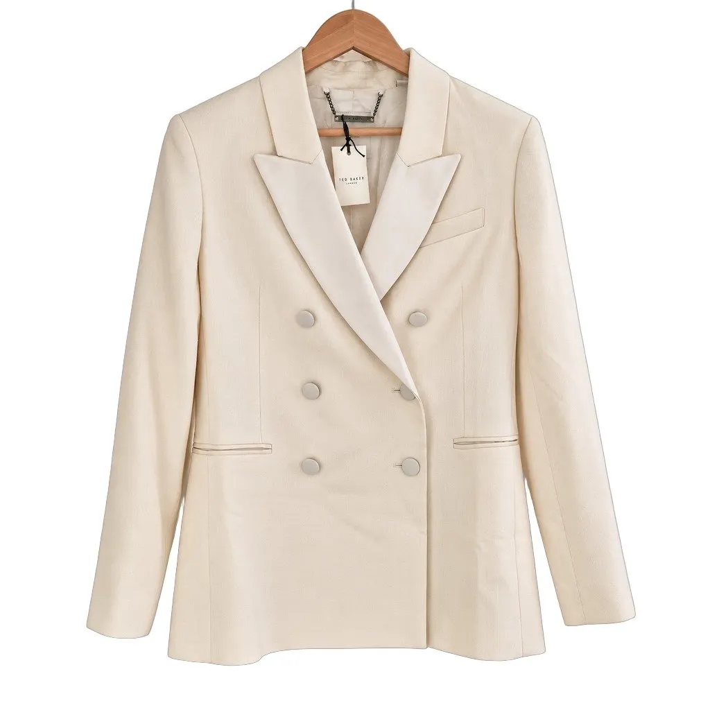 Ted Baker Ted Baker Dianai women's double brested Wool blend blazer Beige Wool Never worn - Front View