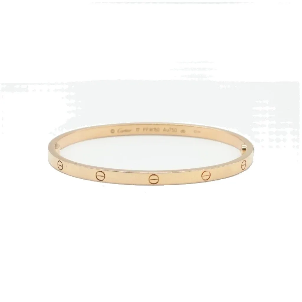 Cartier Love Bracelet, Small Model, 18K Rose Gold Size:17 18.7g Gold Rose Gold Good - Front View