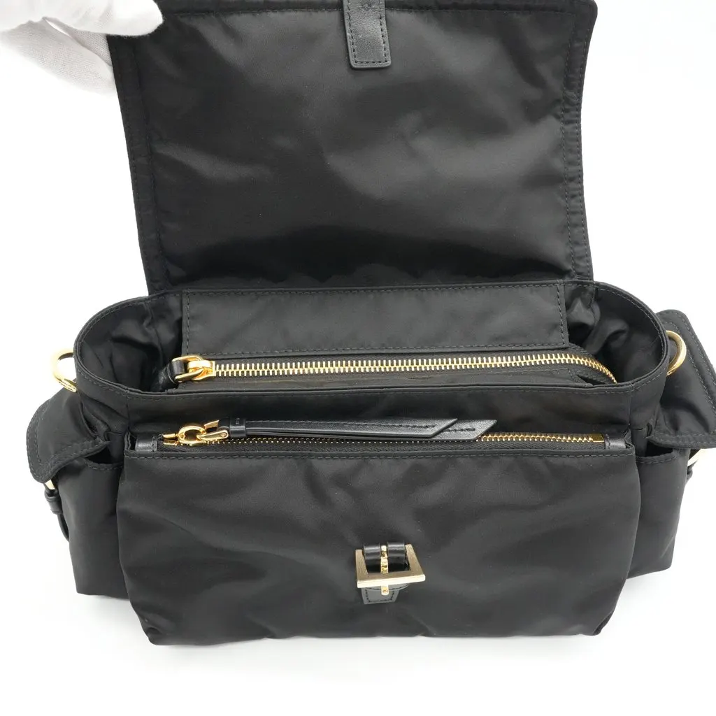 Prada Explore Medium Re-Nylon Shoulder Black Polyamide Good - Box View