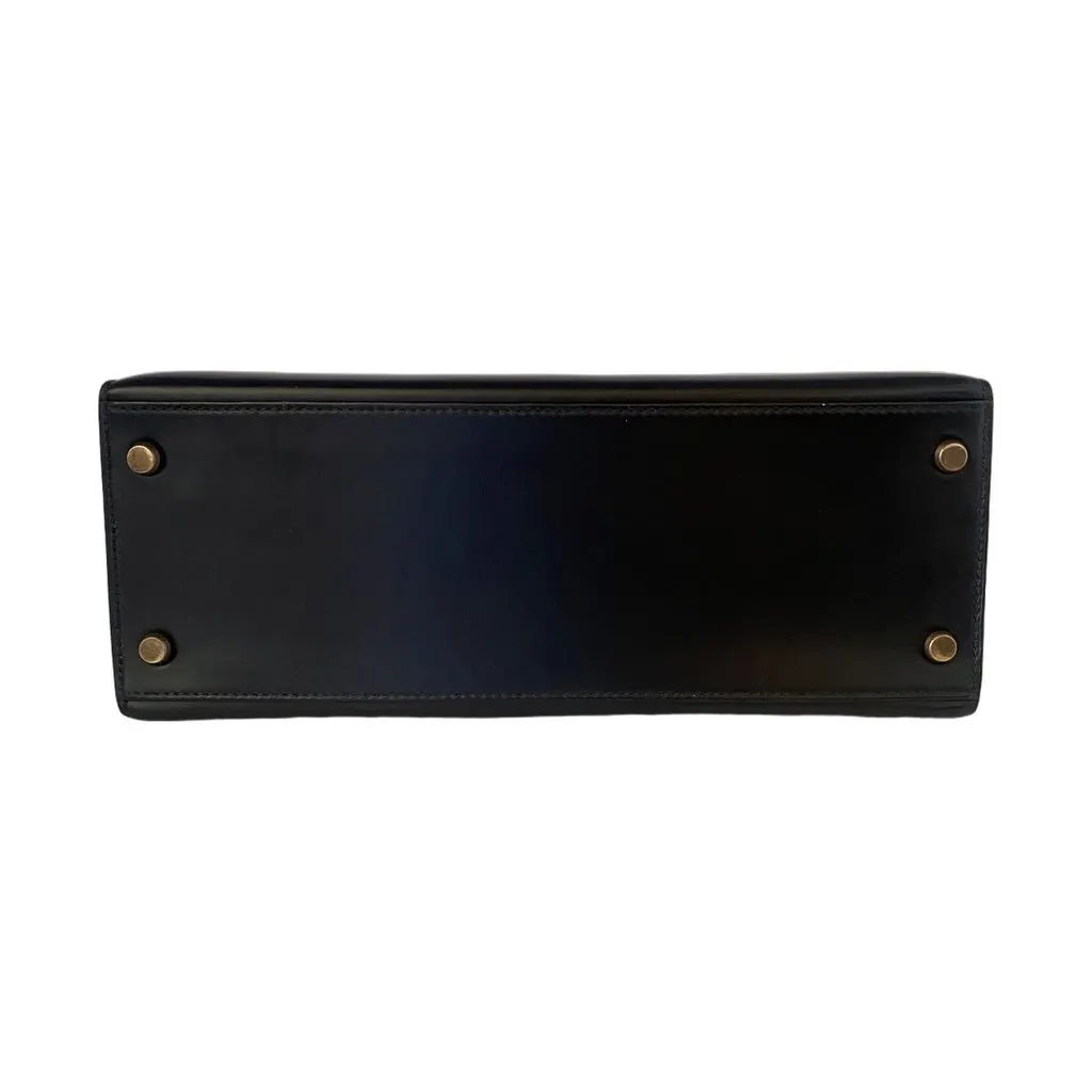 Hermès Kelly 28 Sellier Black Box Calf Gold Hardware Black Leather Good - Inside View