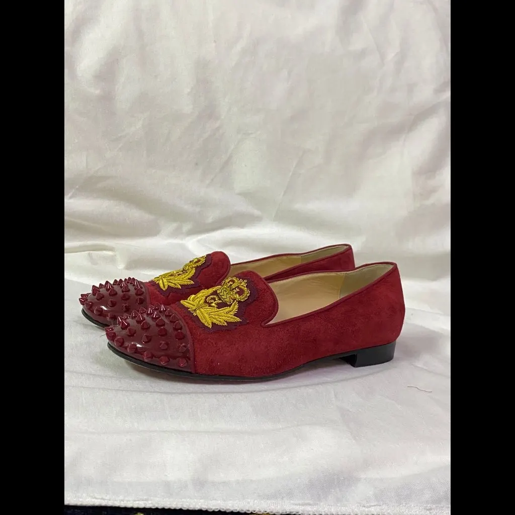 Christian Louboutin Christian Louboutin  Suede And Patent Spiked Cap Toe Harvanana Smoking Slipper S MultiColor Velvet Very good - Back View