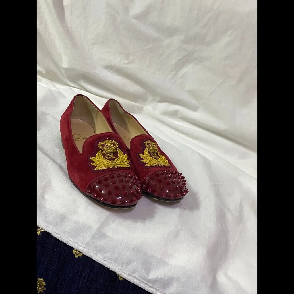 Christian Louboutin Christian Louboutin  Suede And Patent Spiked Cap Toe Harvanana Smoking Slipper S MultiColor Velvet Very good - Inside View