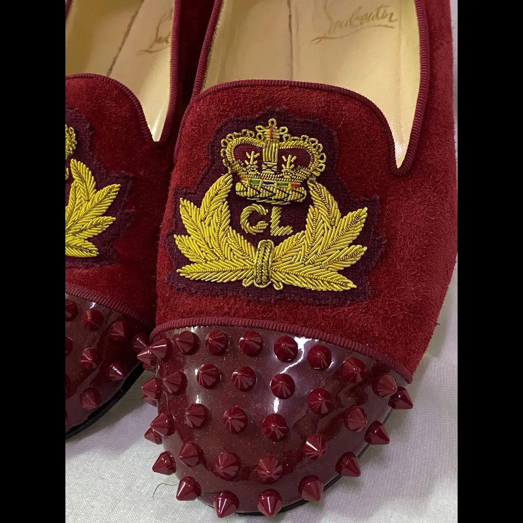 Christian Louboutin Christian Louboutin  Suede And Patent Spiked Cap Toe Harvanana Smoking Slipper S MultiColor Velvet Very good - Model View