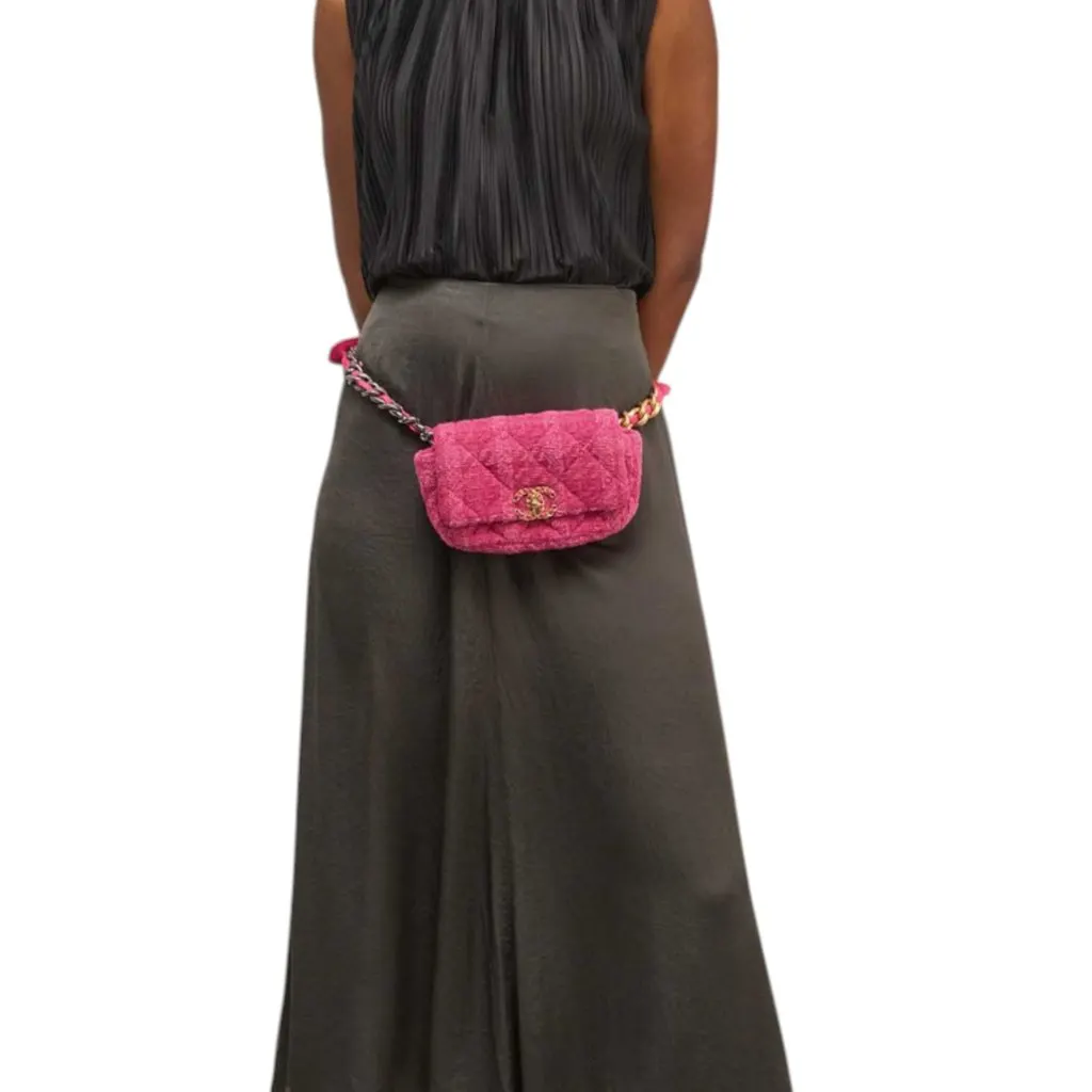 Chanel chanel 19 tweed Pink Tweed Very good - Back View