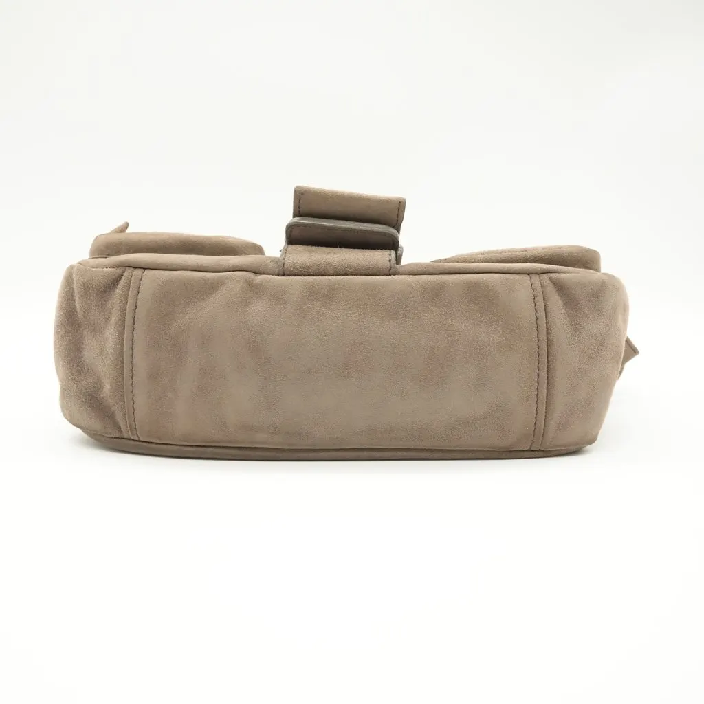 Prada Scamosciato Grey Suede Leather Bag Camel Suede Good - Inside View