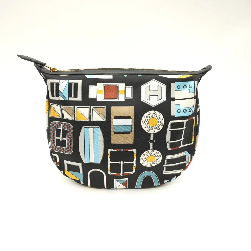 Hermès Sursoie To Go Pouch Bleu Marine/Craie/Noir Stamp W(2024) MultiColor Silk Very good - Back View