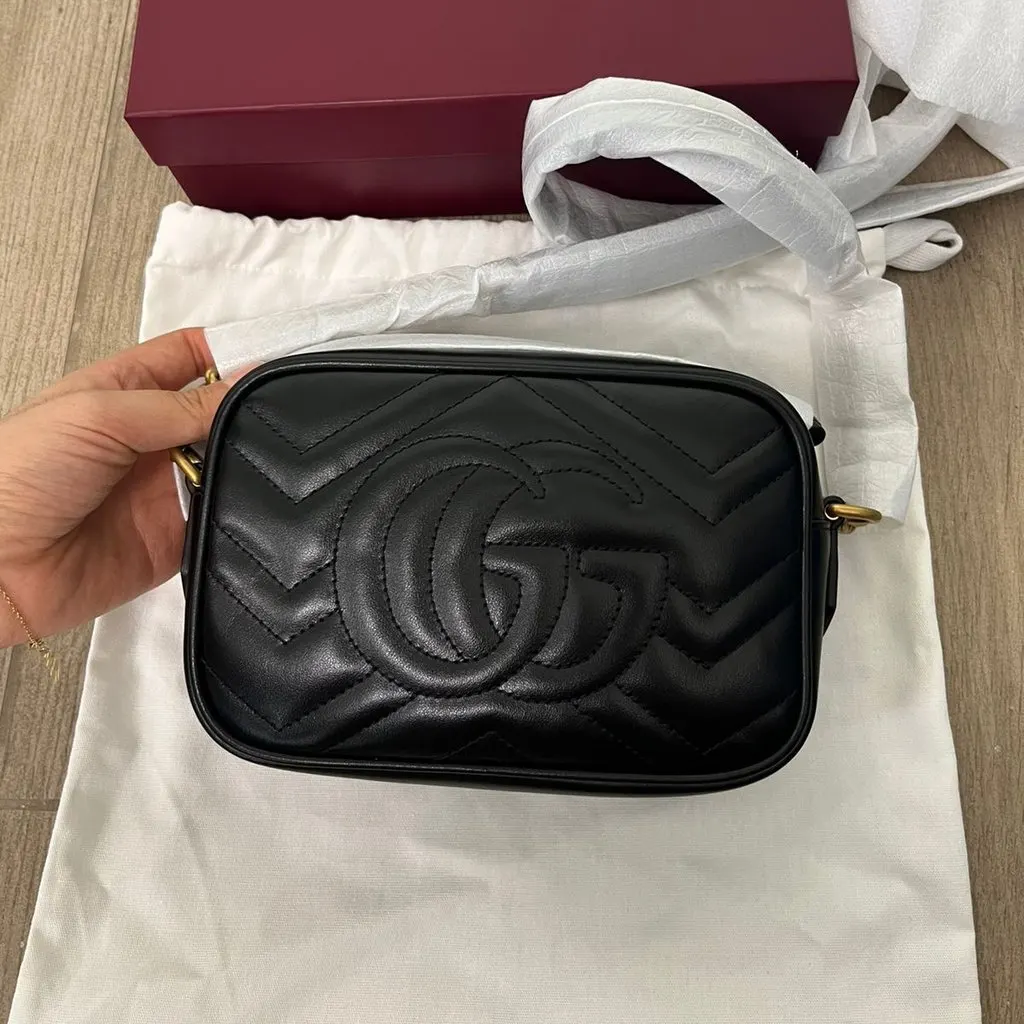 Gucci GG Marmont Mini Camera Bag Black Leather Never worn - Back View