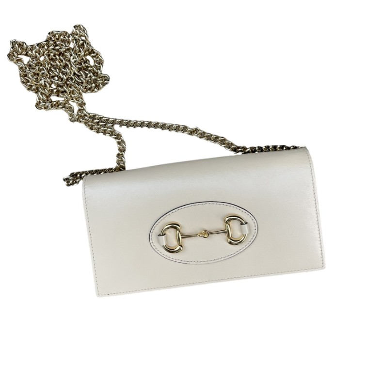 Gucci 1955 Horsebit WOC Beige Leather Gold Never worn - Front View