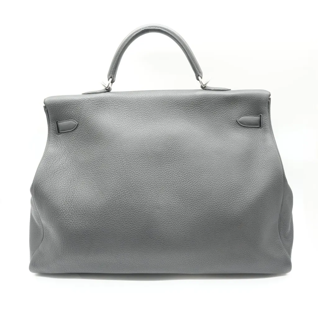 Hermès Kelly Sac 50 Noir Taurillon Clemence Stamp:W(2024) Black Leather Good - Back View