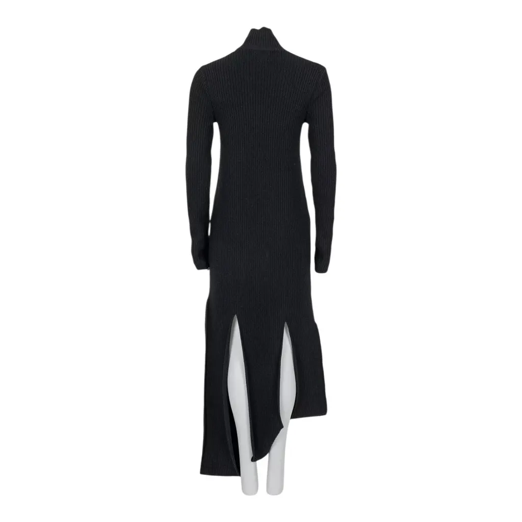 Bottega Veneta Bottega Veneta Asymmetric Black Dress, Size L Black Wool Very good - Back View