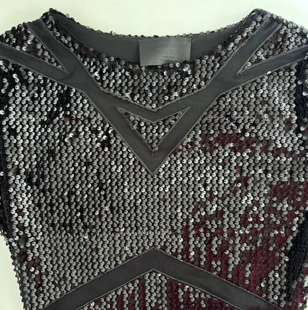 Philipp Plein Philipp Plein Long-Sleeve Mini Dress Black Polyester Very good - Box View