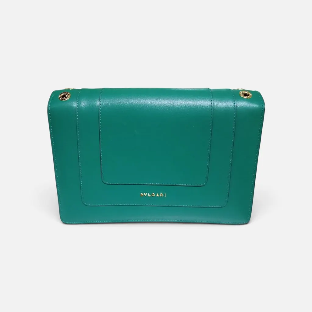 Bvlgari Forever Serpenti cross body bag Green Leather Very good - Back View