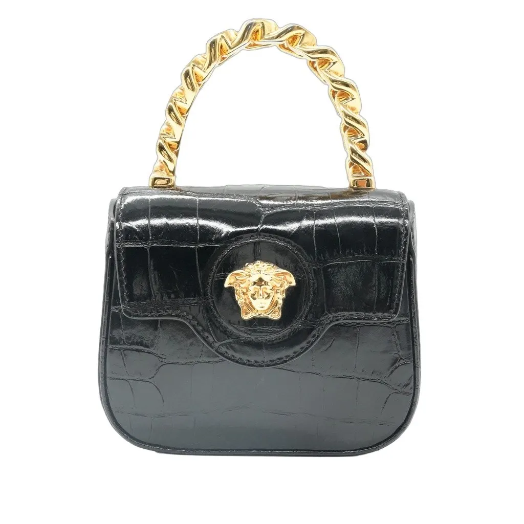 Versace La Medusa Mini Black Black Leather Very good - Front View
