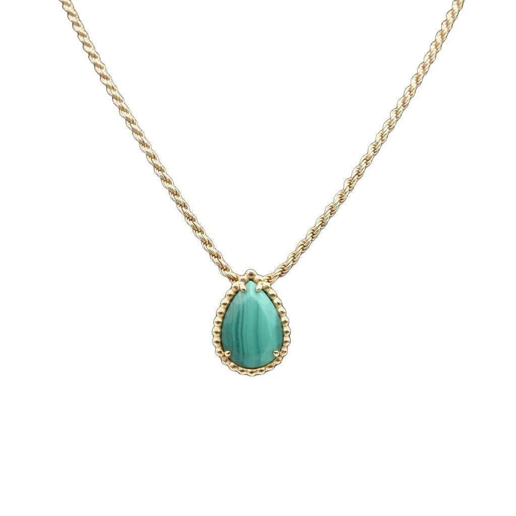 Boucheron Serpent Bohme Pendant, S Motif, 18K Yellow Gold, Malachite 5g