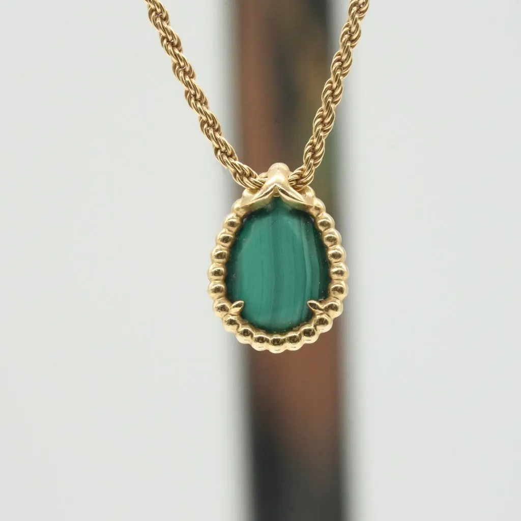Boucheron Serpent Bohme Pendant, S Motif, 18K Yellow Gold, Malachite 5g Gold Gold Good - Model View