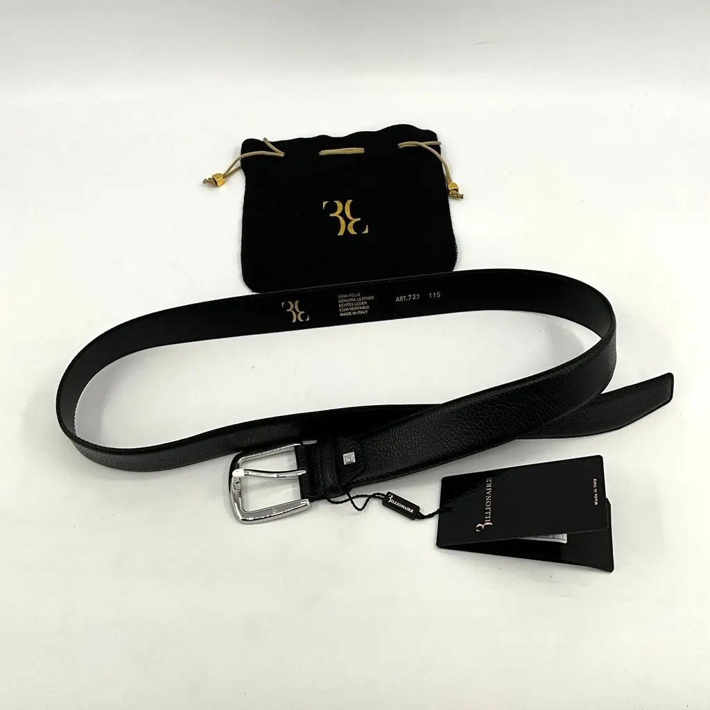 Billionaire Billionaire Belt Steel Buckle Black Leather Never worn, with tag - Back View