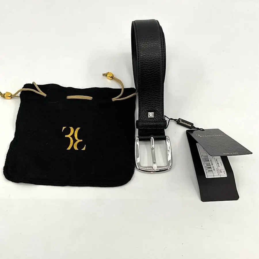 Billionaire Billionaire Belt Steel Buckle Black Leather Never worn, with tag - Model View