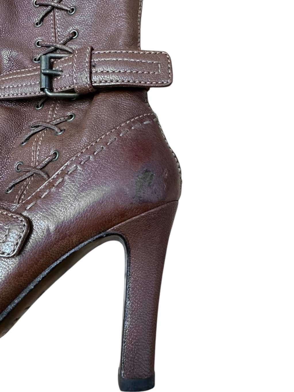 Alexander Mcqueen Lace Up Brown Leather Boots - Detail 1