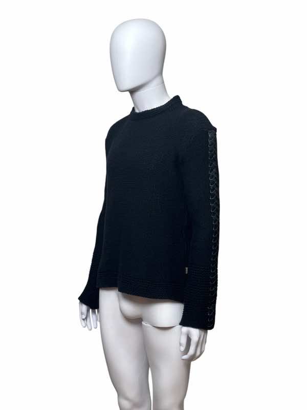 Roberto Cavalli Python Sleeve Wool Black Sweater - Back view
