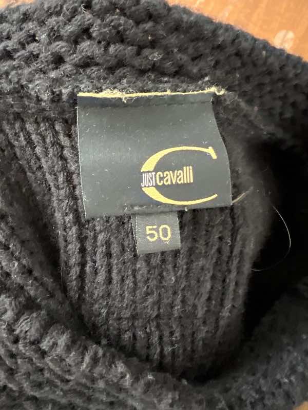 Roberto Cavalli Python Sleeve Wool Black Sweater - Side view