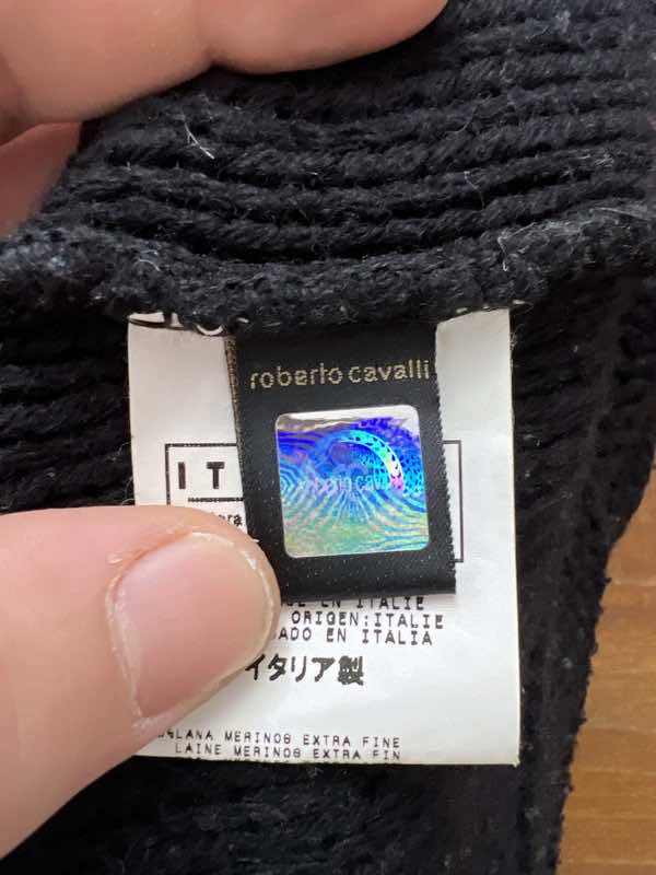 Roberto Cavalli Python Sleeve Wool Black Sweater - Detail 1