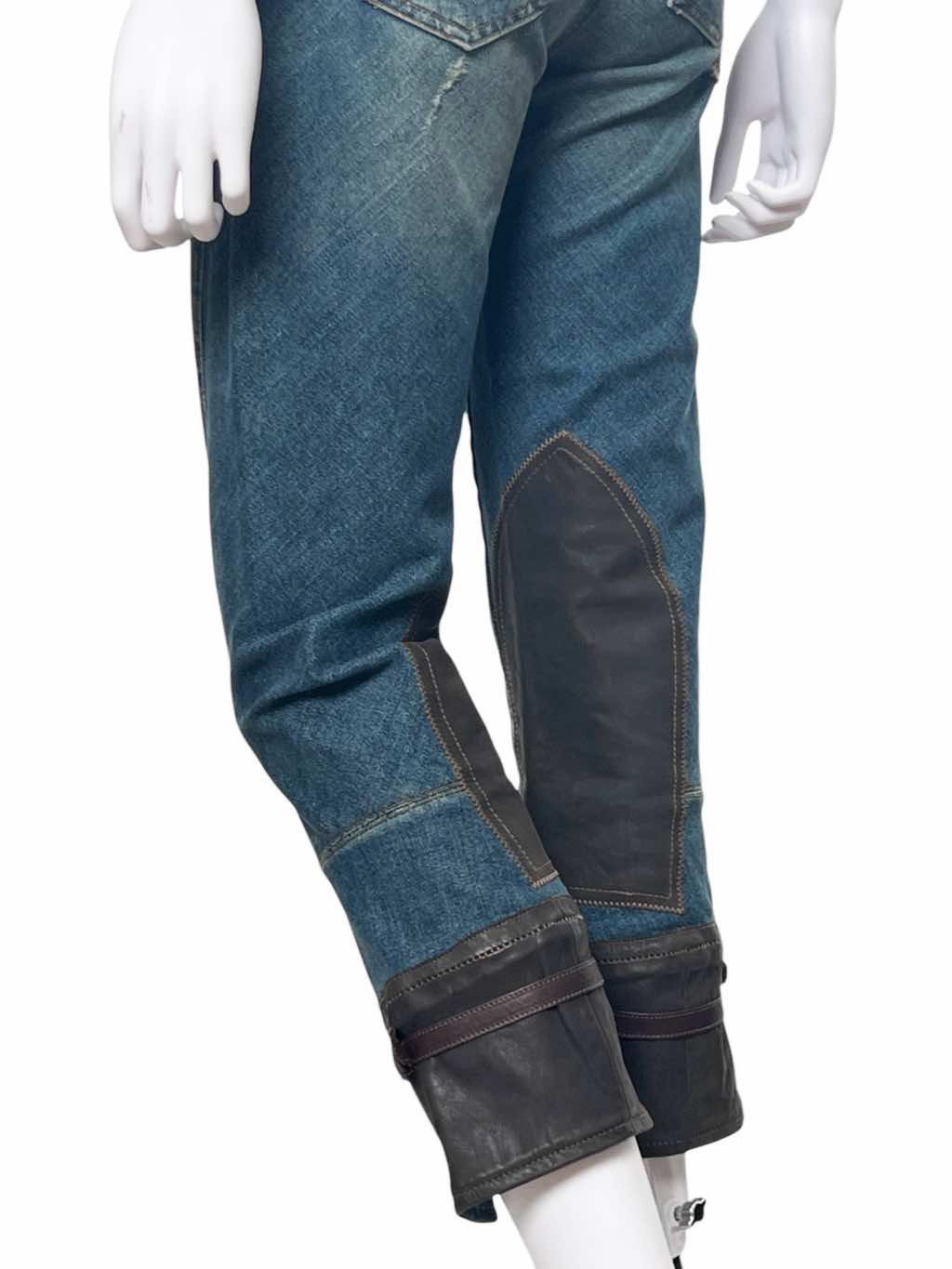 Roberto Cavalli Bondage Leather Patched Jeans - Side view