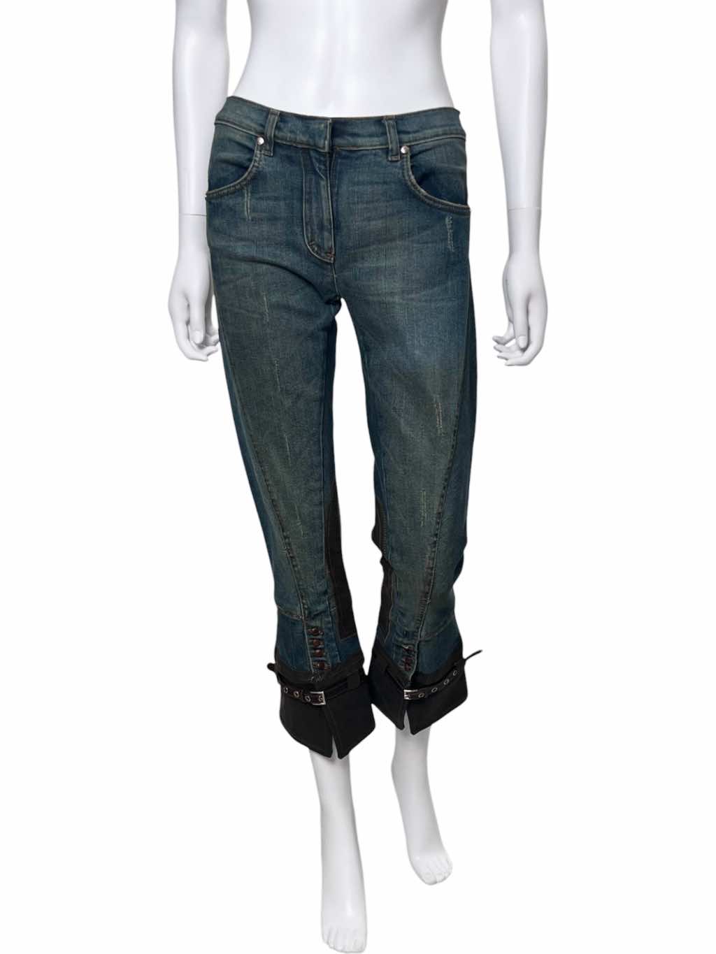 Roberto Cavalli Bondage Leather Patched Jeans - Detail 1