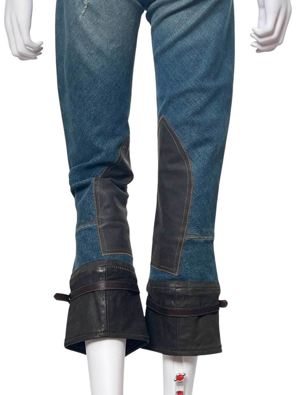 Roberto Cavalli Bondage Leather Patched Jeans - Image 11