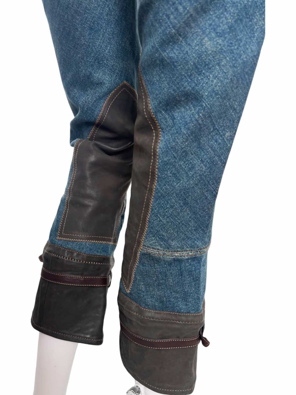 Roberto Cavalli Bondage Leather Patched Jeans - Image 13