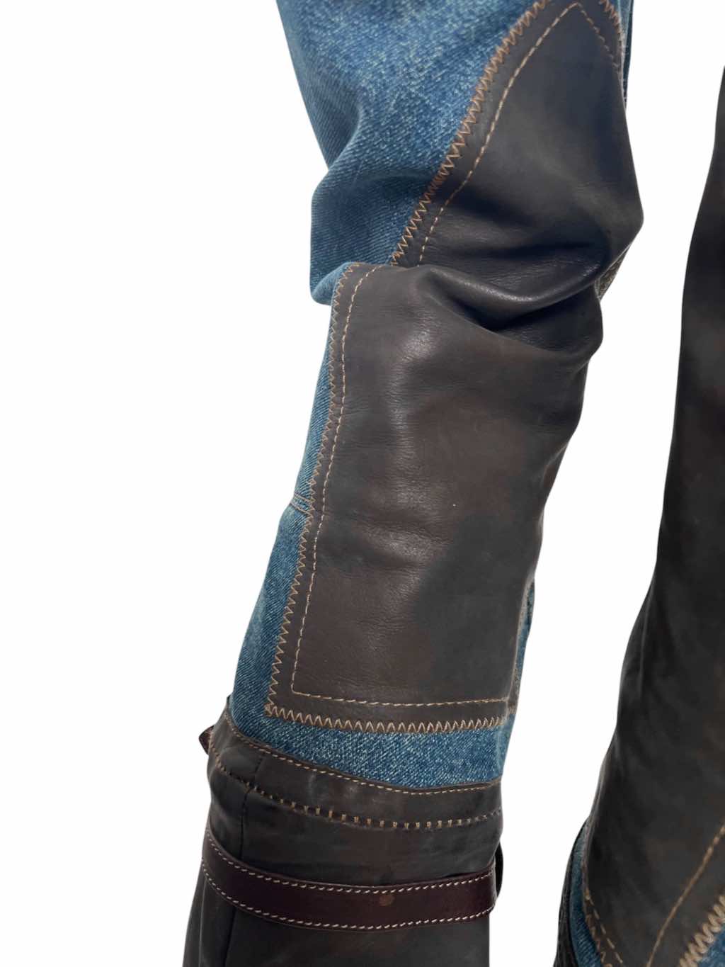 Roberto Cavalli Bondage Leather Patched Jeans - Image 14