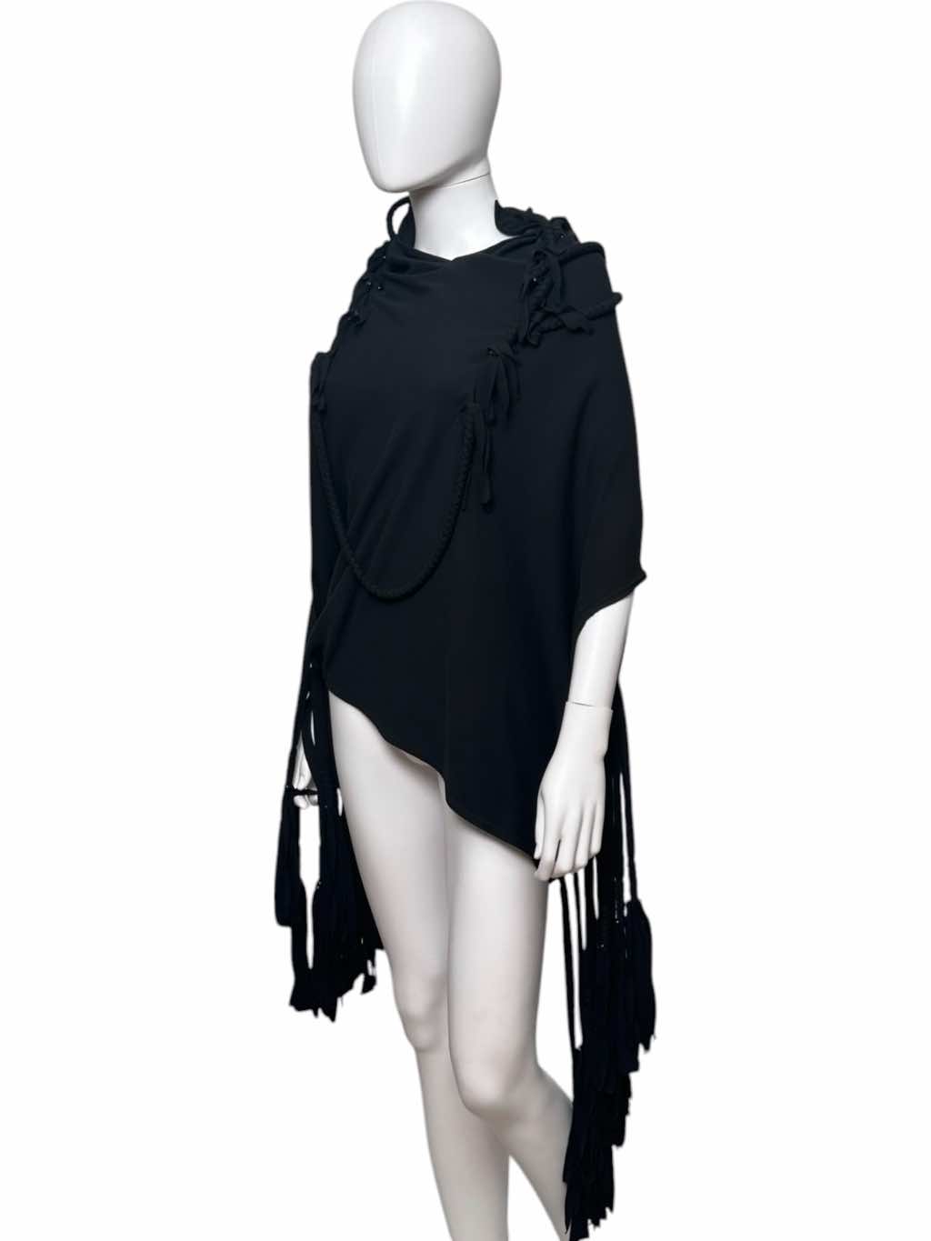 Junya Watanabe Black Fringe Cape - Back view