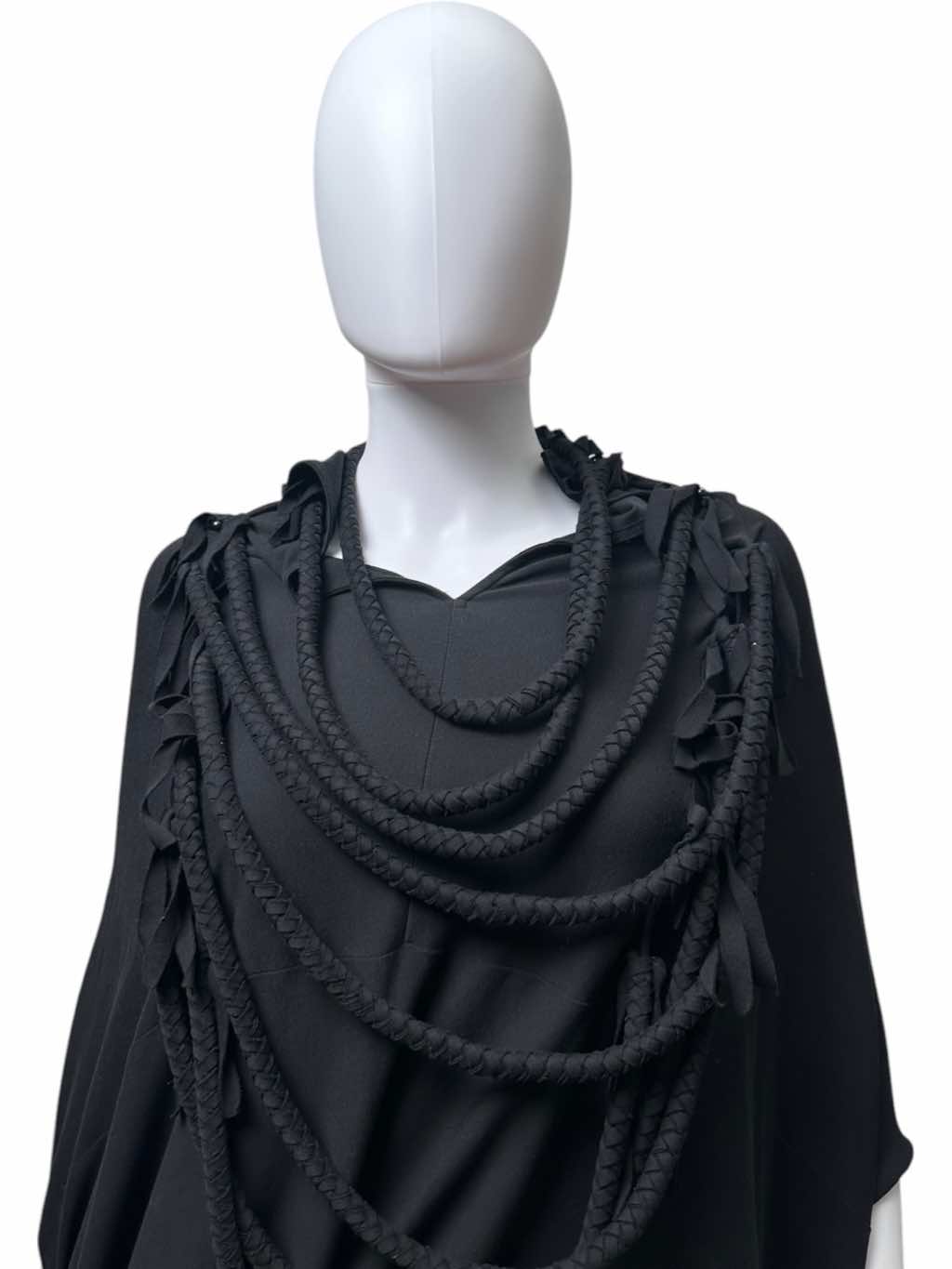 Junya Watanabe Black Fringe Cape - Side view