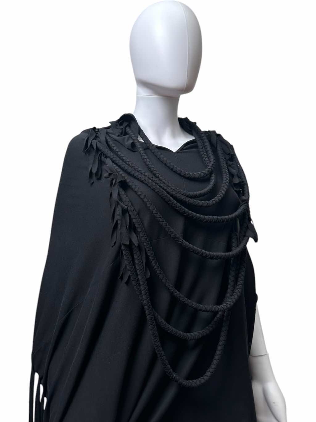 Junya Watanabe Black Fringe Cape - Detail 1