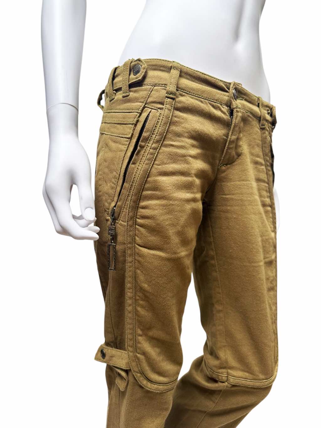 Roberto Cavalli Brown Zipped Pants - Side view