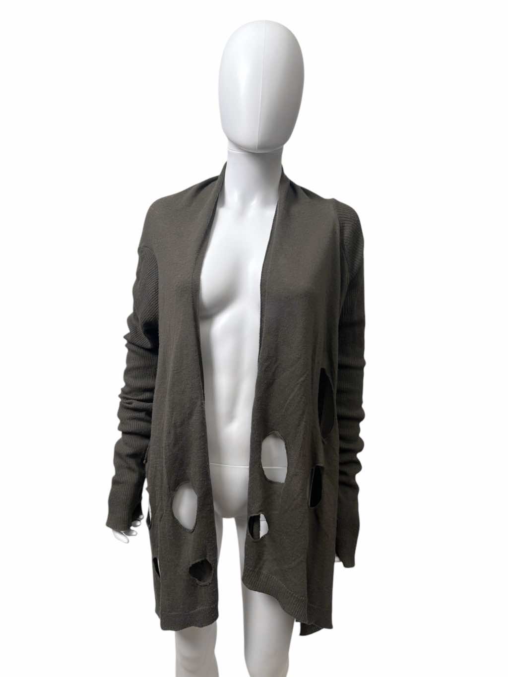 Rick Owens TUNGSTEN Brown Holed Cardigan