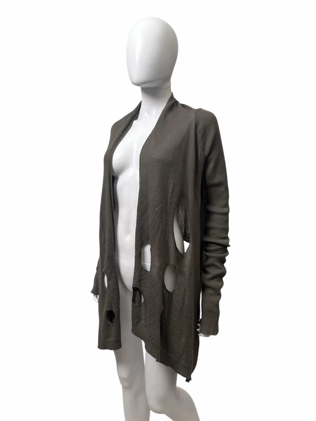 Rick Owens TUNGSTEN Brown Holed Cardigan - Back view