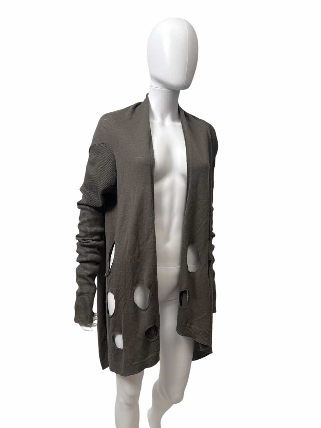 Rick Owens TUNGSTEN Brown Holed Cardigan - 4
