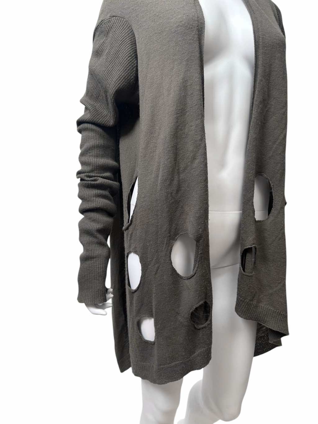 Rick Owens TUNGSTEN Brown Holed Cardigan - Detail 2