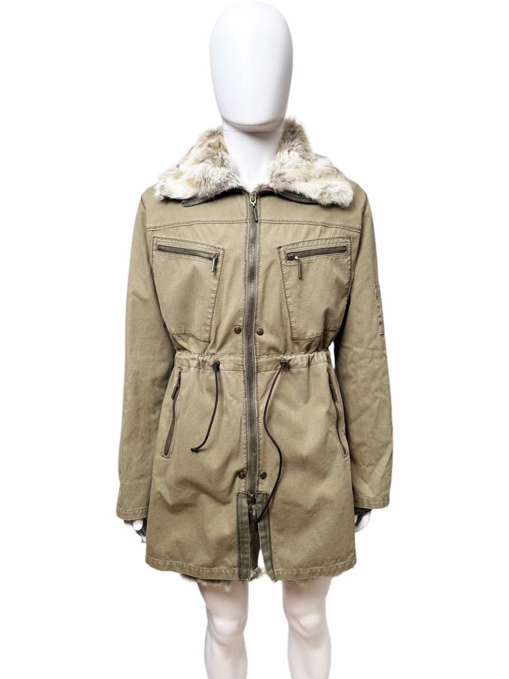 Roberto Cavalli Double Layered Fur Brown Parka
