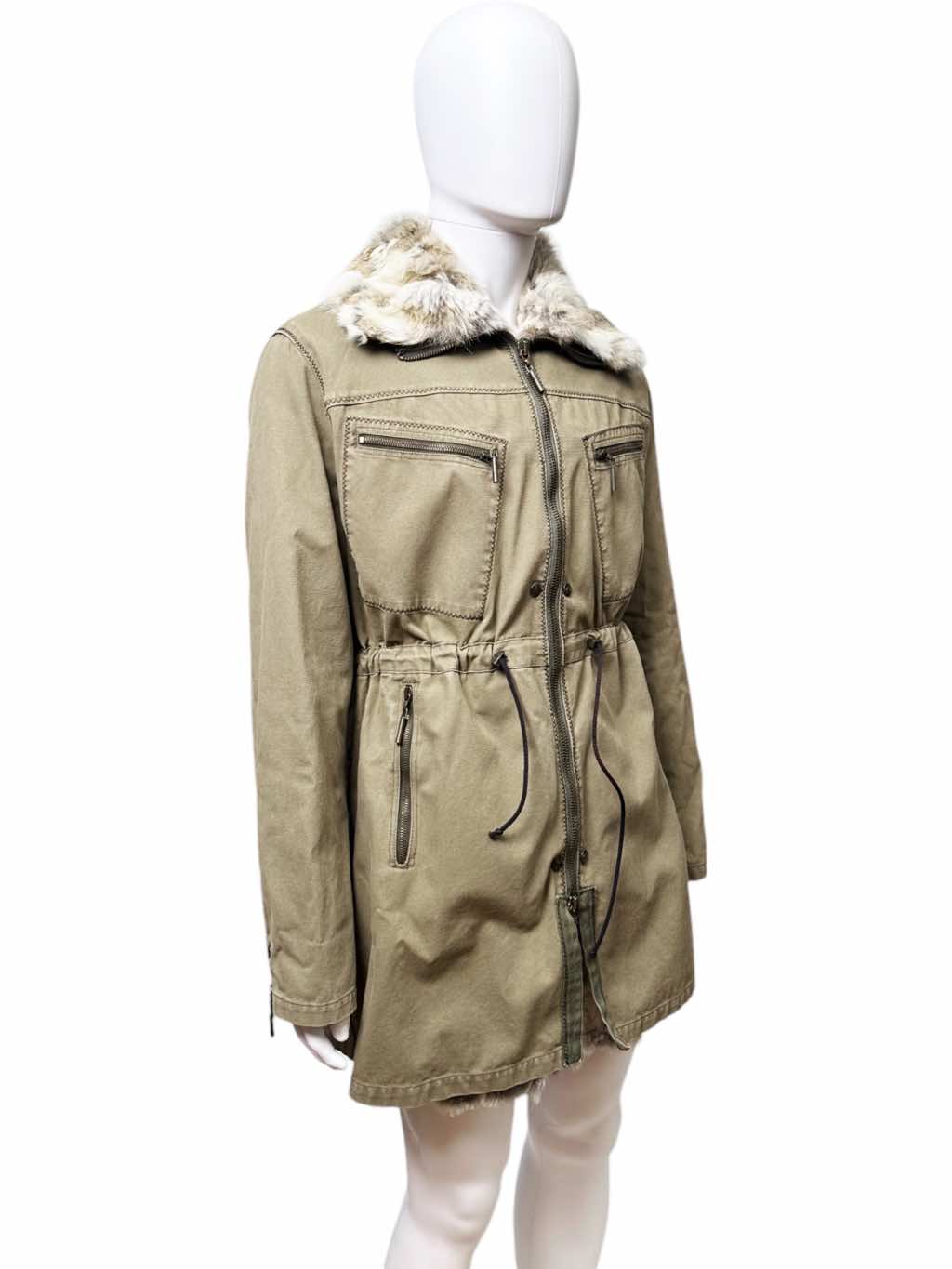 Roberto Cavalli Double Layered Fur Brown Parka - Side view