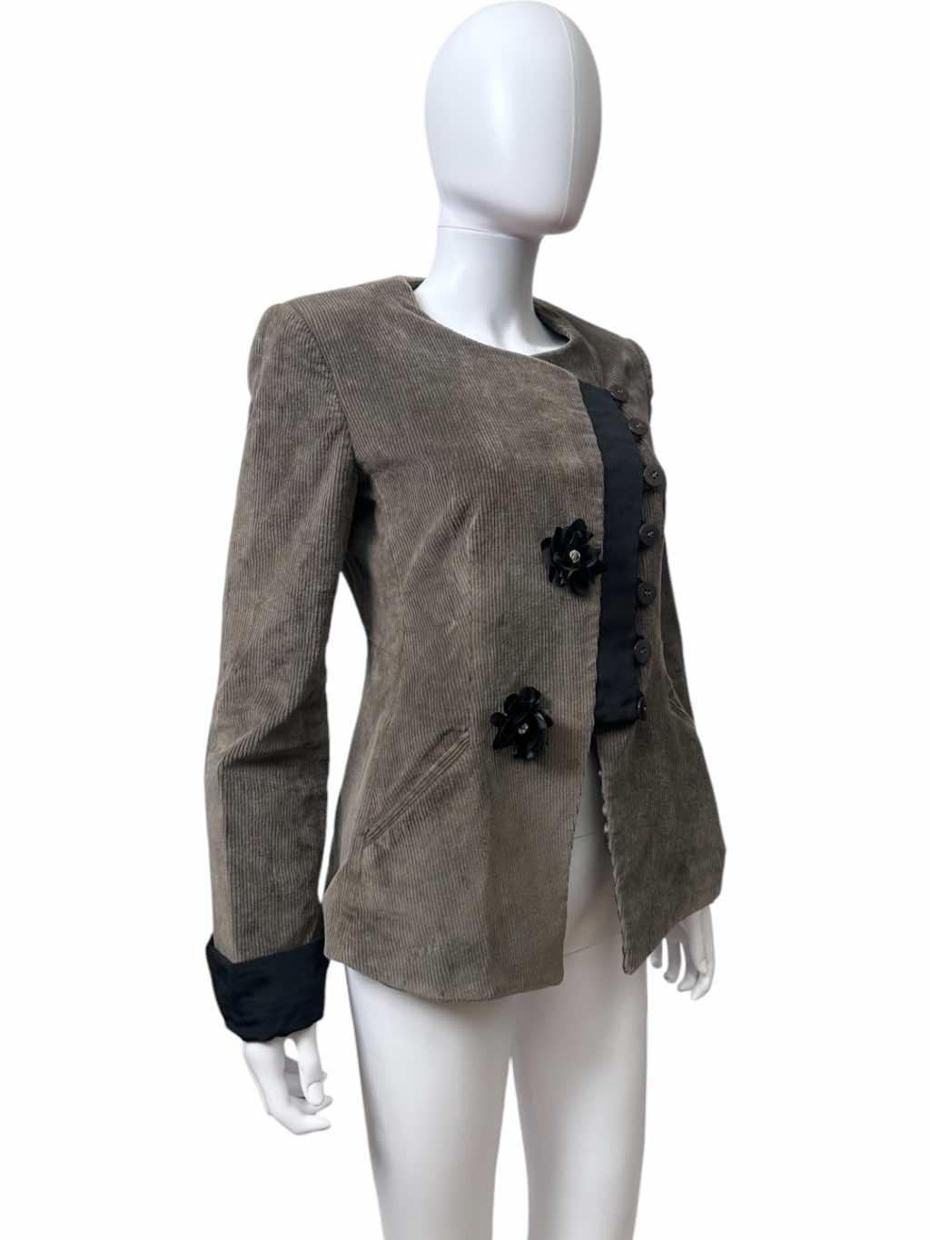 Giorgio Armani Brown Flowers Button Up Jacket