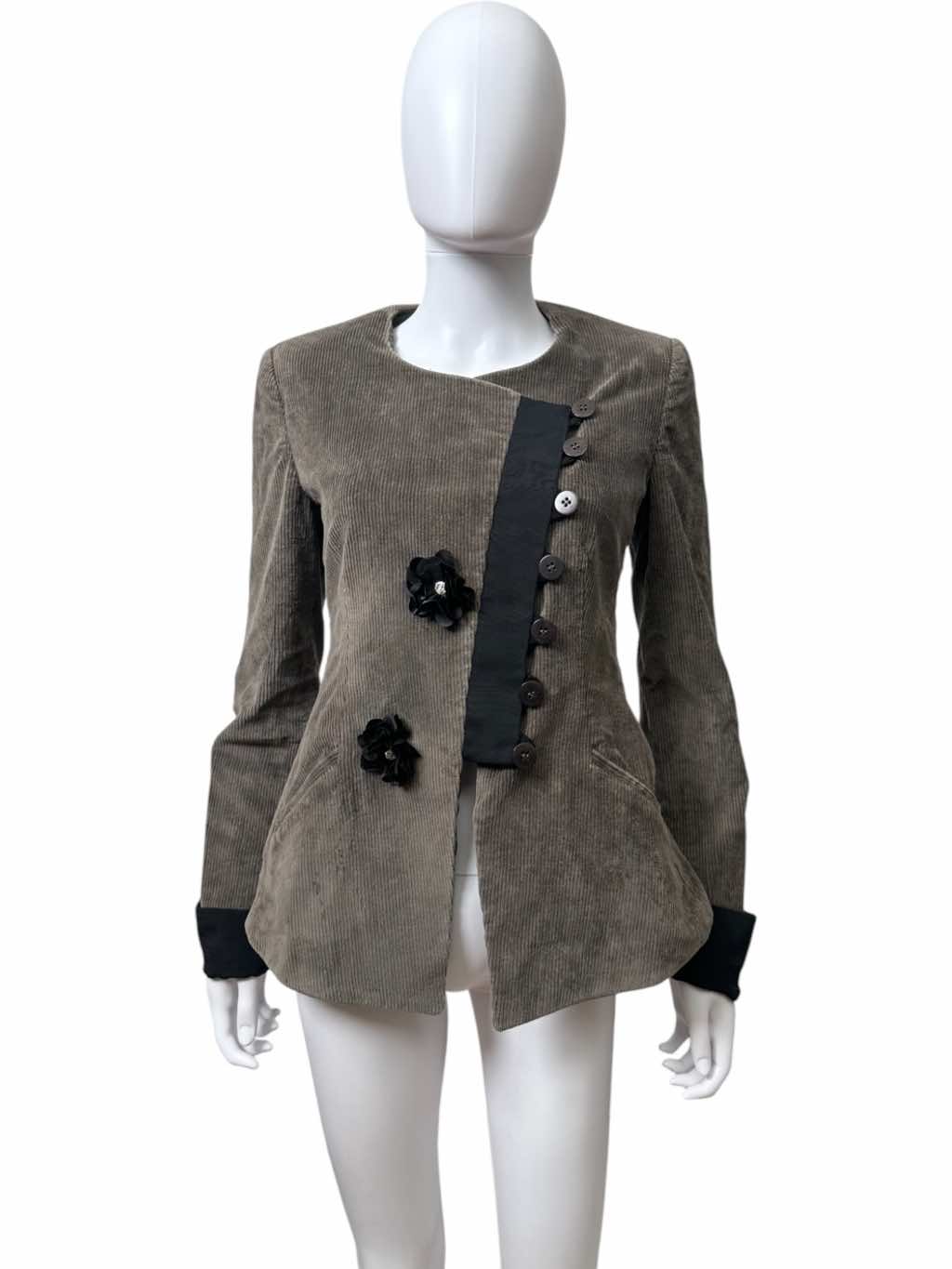 Giorgio Armani Brown Flowers Button Up Jacket - Back view