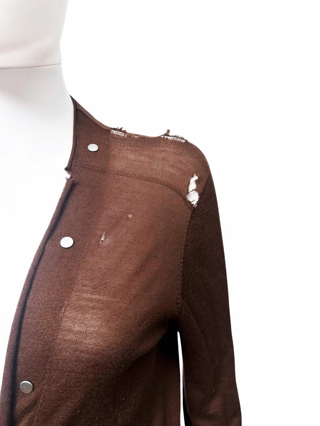 Rick Owens TECUATL Brown Oversized Cardigan - Detail 1