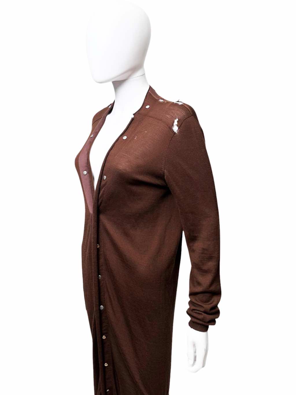 Rick Owens TECUATL Brown Oversized Cardigan - Detail 2