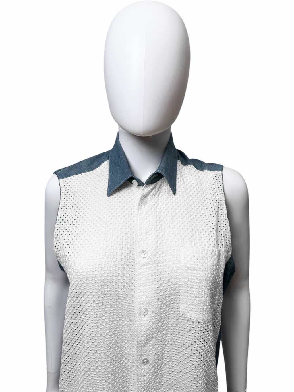 Junya Watanabe Denim Button Up Bow Dress - Side view