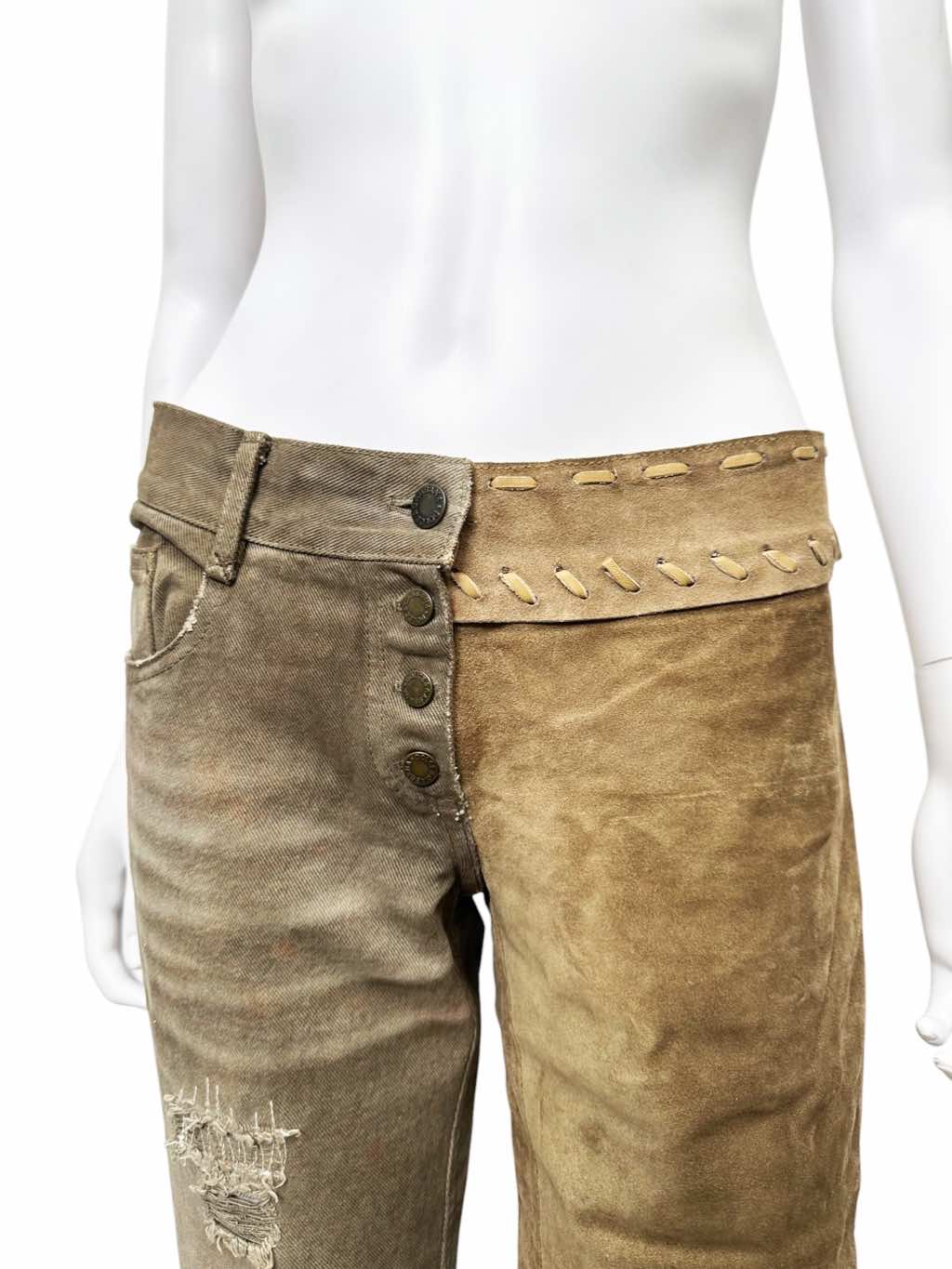 Dolce & Gabbana Suede and Denim Pants - Side view